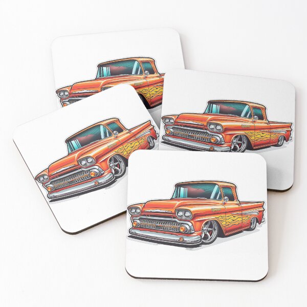 Item preview, Cartoon style 1960s Chevy pickup hotrod designed and sold by fractalkuzy.
