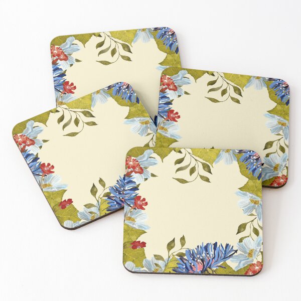 Artikelvorschau, Frame square flower leaves liana watercolor sketch beige entworfen und verkauft von Yana Mustafina | Boho Soulful Designs.
