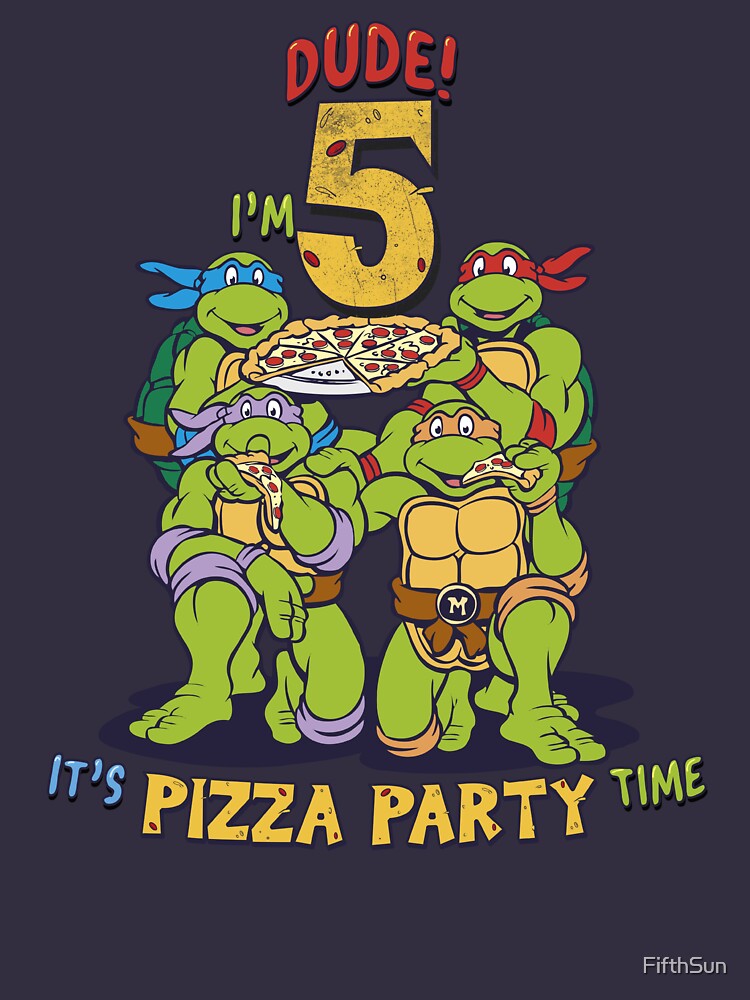  Teenage Mutant Ninja Turtles I'm 5 Dude Pizza Birthday Party T- Shirt : Clothing, Shoes & Jewelry