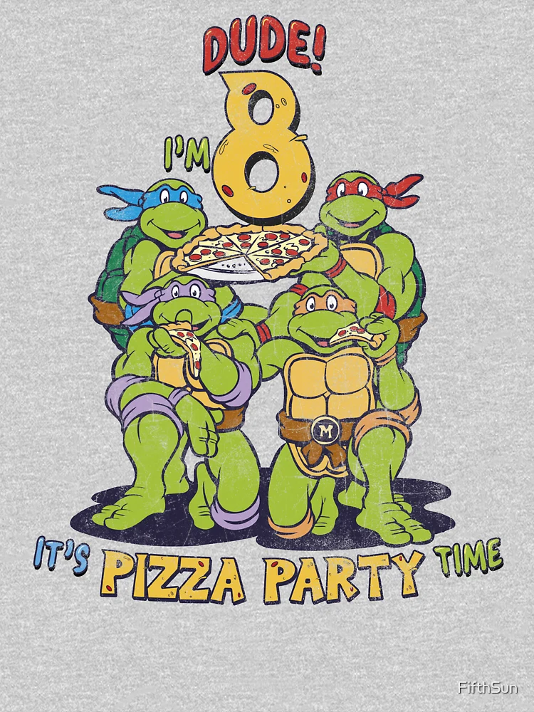 Men's Teenage Mutant Ninja Turtles 40th Birthday Pizza Party T-Shirt - Black - Small