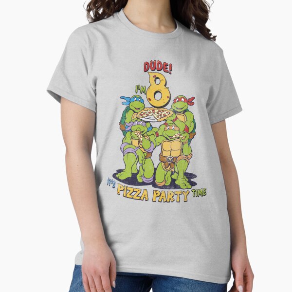Aperçu de l'œuvre Teenage Mutant Ninja Turtles I'm 8 Dude Pizza Birthday Party créée et vendue par FifthSun.