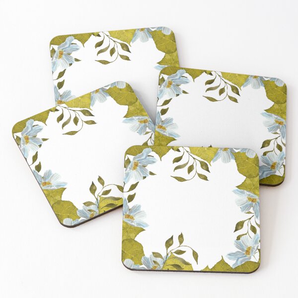 Artikelvorschau, Frame square daisy leaves liana watercolor sketch entworfen und verkauft von Yana Mustafina | Boho Soulful Designs.
