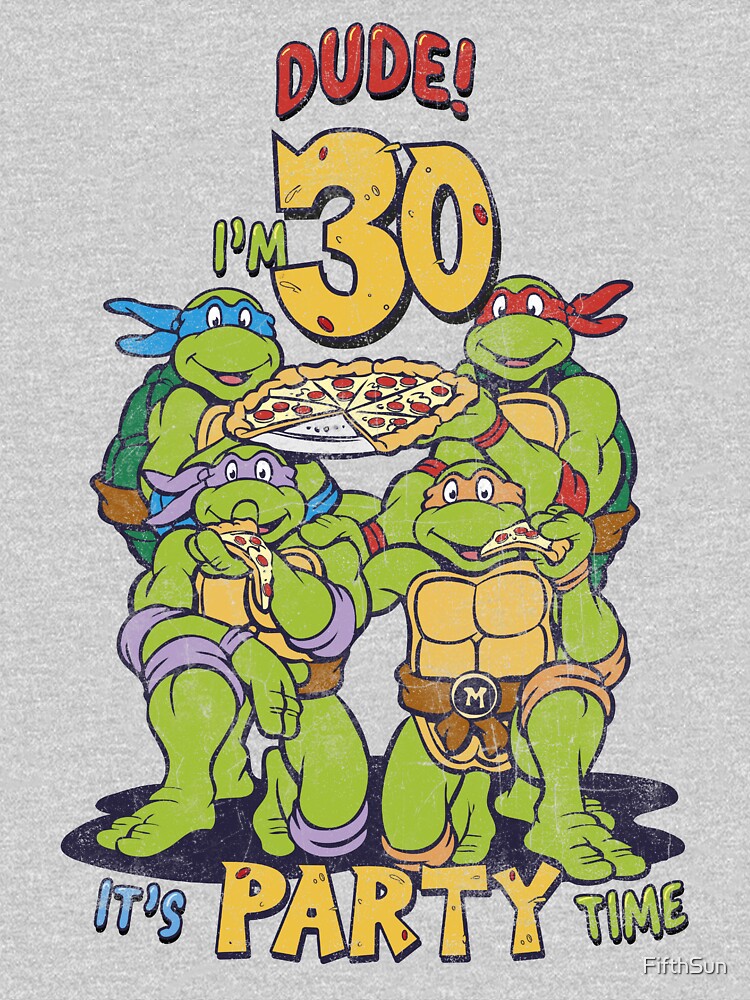 Men's Teenage Mutant Ninja Turtles 30th Birthday Pizza Party T-Shirt -  Athletic Heather - Small