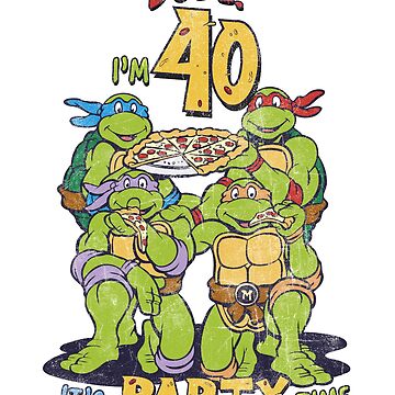 Men's Teenage Mutant Ninja Turtles 40th Birthday Pizza Party T-Shirt - Black - Small