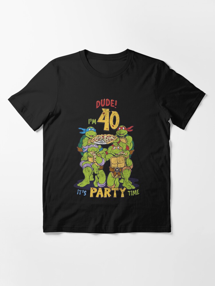 Men's Teenage Mutant Ninja Turtles 40th Birthday Pizza Party T-Shirt - Black - Small