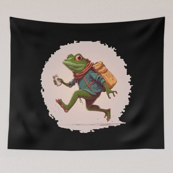 Item preview, humanized frog running designed and sold by Colorful Dreams.