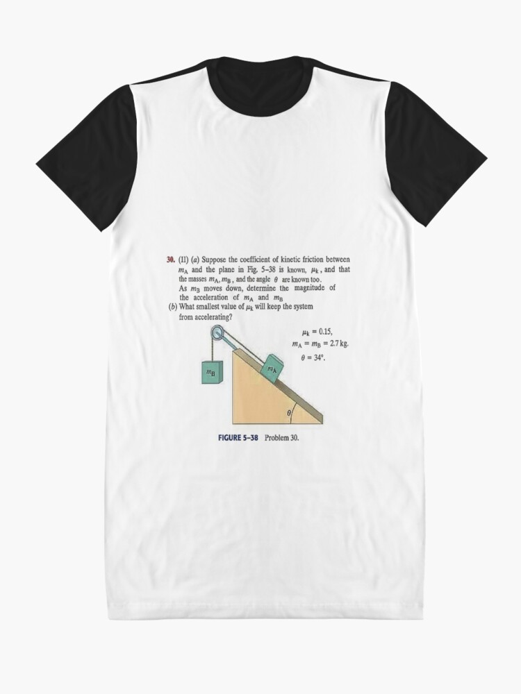 Alternate view of Physics problem: Suppose the coefficient of kinetic friction between the mass and the plane is known. #Physics #Education #PhysicsEducation, Graphic T-Shirt Dress
