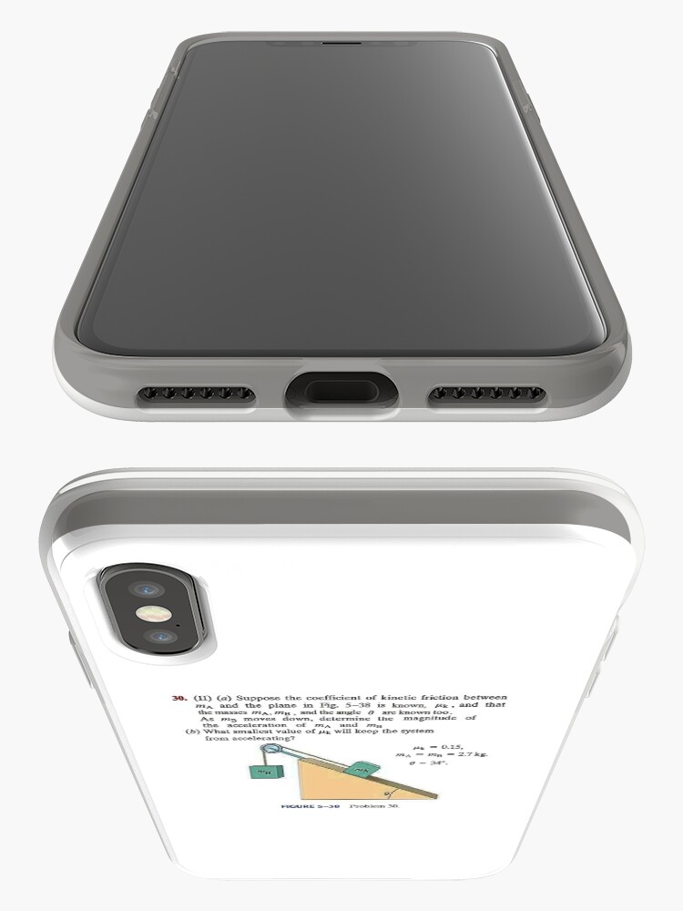 Alternate view of Physics problem: Suppose the coefficient of kinetic friction between the mass and the plane is known. #Physics #Education #PhysicsEducation, iPhone Case & Cover