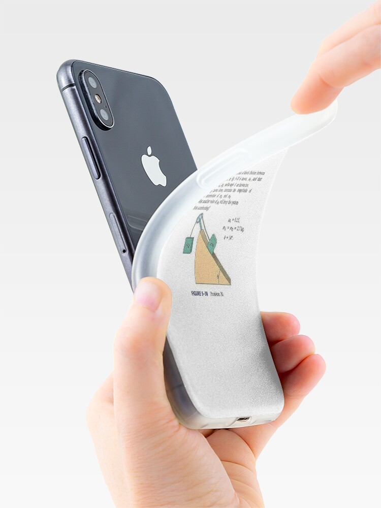 Alternate view of Physics problem: Suppose the coefficient of kinetic friction between the mass and the plane is known. #Physics #Education #PhysicsEducation, iPhone Case & Cover