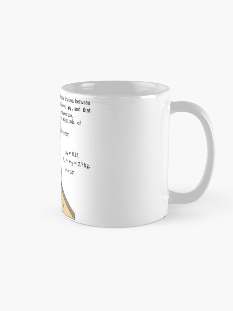 Alternate view of Physics problem: Suppose the coefficient of kinetic friction between the mass and the plane is known. #Physics #Education #PhysicsEducation, Mug