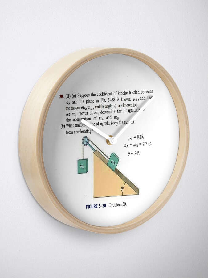 Alternate view of Physics problem: Suppose the coefficient of kinetic friction between the mass and the plane is known. #Physics #Education #PhysicsEducation, Clock