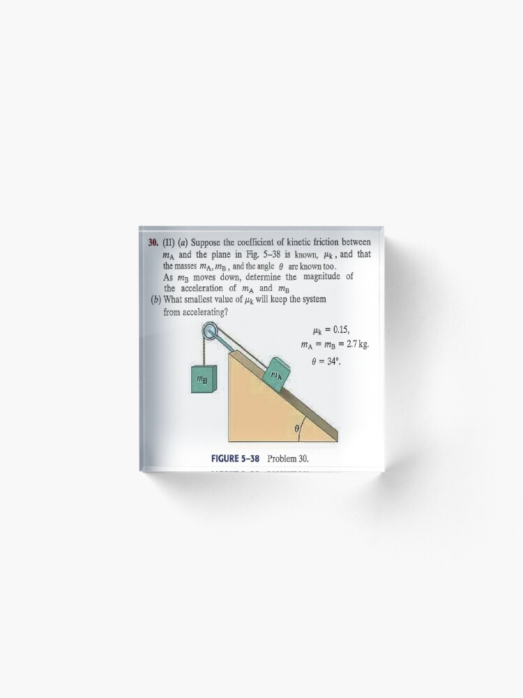 Alternate view of Physics problem: Suppose the coefficient of kinetic friction between the mass and the plane is known. #Physics #Education #PhysicsEducation, Acrylic Block