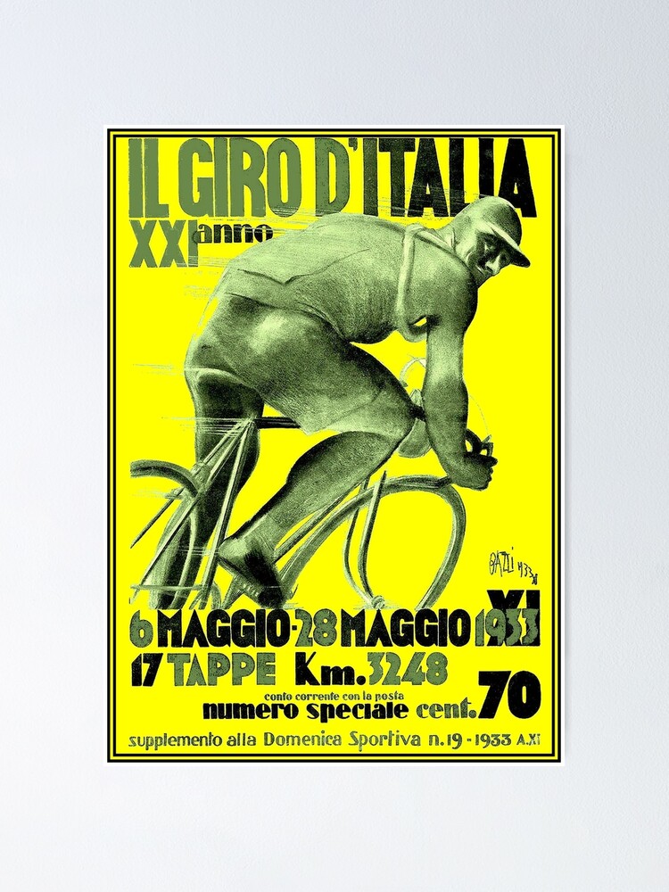 GIRO D ITALIA : Vintage 1933 Bike Racing Advertising Print Poster for Sale  by posterbobs