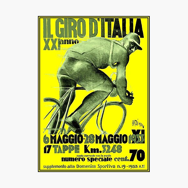 GIRO D ITALIA : Vintage 1933 Bike Racing Advertising Print Photographic Print