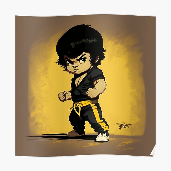 Bruce Lee lustige Cartoon-Kung-Fu-Kampfkünste Poster