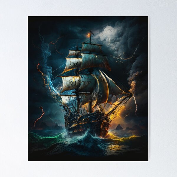 Navire De Bateau Pirate Vintage Avec Cadre De Corde En Arrière-plan D