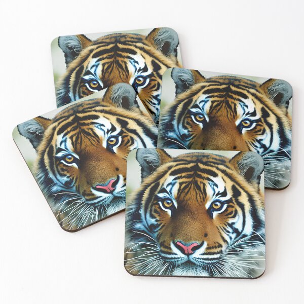Item preview, Roar into Action with this Powerful and Intense Tiger Stare Digital Image - Vibrant Colors and a Pink Nose make this Fierce Predator Pop! designed and sold by BuyByButterfly.