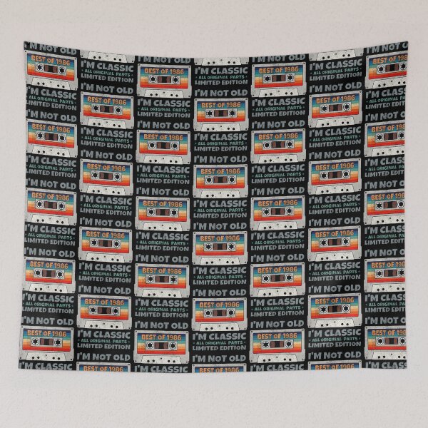 Item preview, VINTAGE BEST OF 1986 ALL ORIGINAL PARTS LIMITED EDITION RETRO FUNNY DISTRESSED CASSETTE BIRTHDAY GIFT designed and sold by Kipcio.