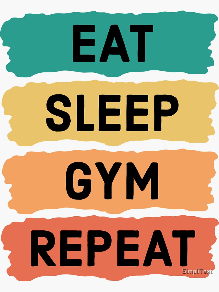 Gym Sticker Funny Workout Sticker for Water Bottle, Gym Motivation Sticker, Weightlifting Sticker, Eat Sleep Gym Repeat