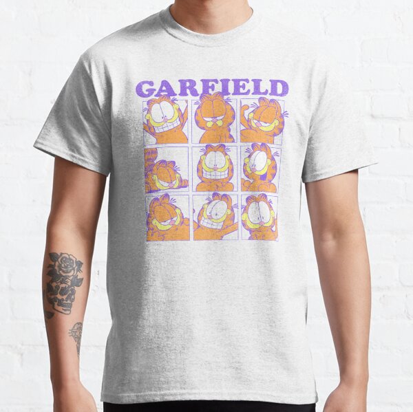 Garfield Many Faces Distressed Grid Classic T-Shirt