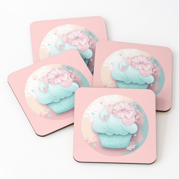 Item preview, Blue cupcake with pink flowers designed and sold by YeKnot.