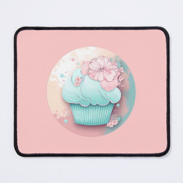 Item preview, Blue cupcake with pink flowers designed and sold by YeKnot.