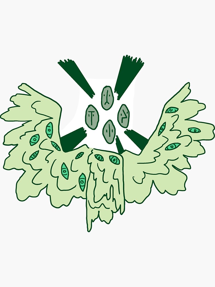 Aperçu 3 sur 3. Sticker avec l'œuvre Ange chérubin vert Sticker créée et vendue par KPWU.
