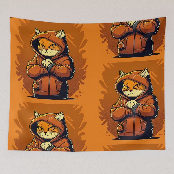 Item preview, Orange Cat With Hoodie Cartoon Style designed and sold by EnzoZs.