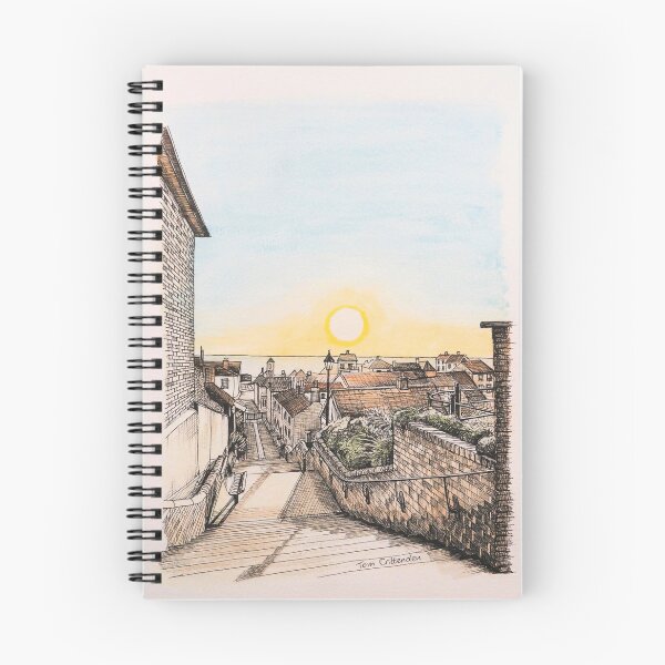 Item preview, Aldeburgh Steps sunrise watercolour and ink painting designed and sold by Tom Crittenden.