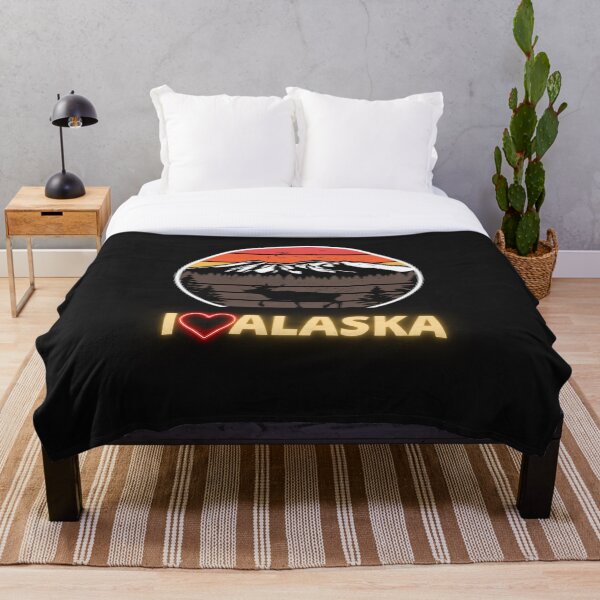 Item preview, Alaska Usa I Love Alaska Mountains Neon Retro Sunset designed and sold by FreeMind-Design.