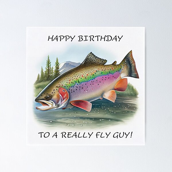 Happy Birthday Rainbow trout fish watercolor for her Poster for Sale by  Danielleroyer