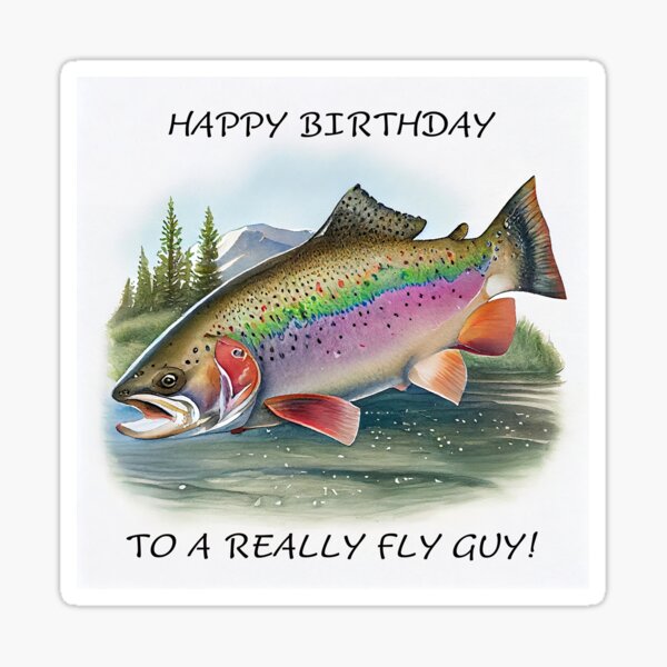 Happy Birthday Rainbow trout fish watercolor for her Sticker for