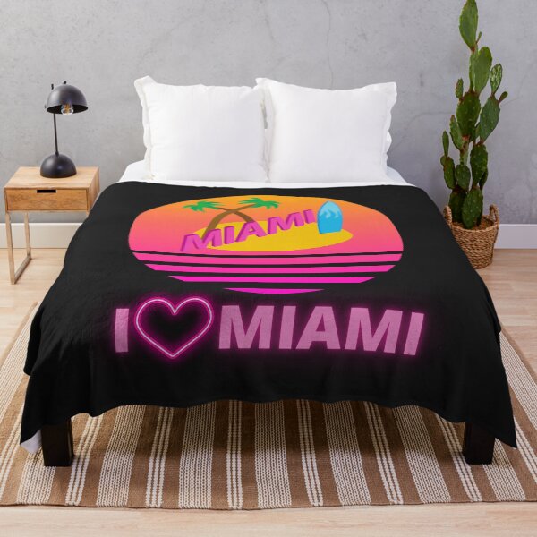 Item preview, I Love Miami Floryda USA Palm Trees Neon Retro Sunset designed and sold by FreeMind-Design.