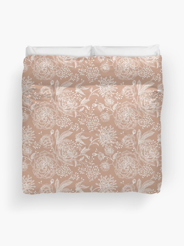 Retro Floral Duvet Cover King Size,Vintage Pastel Doodle Flower