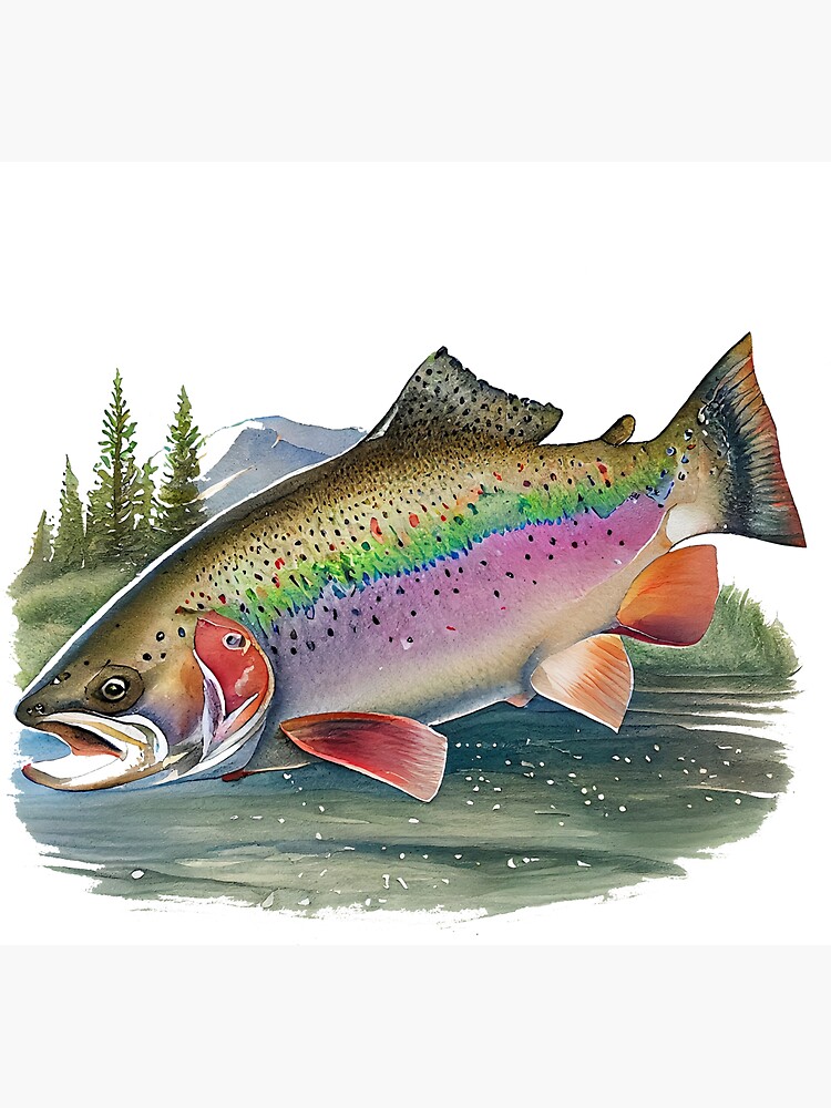 Trout Fishing Decal 4 Pack: Trout Jumping for Fly, Trout, Trout with  Mountains, Jumping Trout (Black, Small ~3.5)