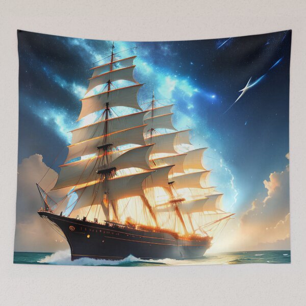 Item preview, Sailing through the Stars: A Beautiful Painting of a Ship on a Galactic Ocean designed and sold by D3monic.