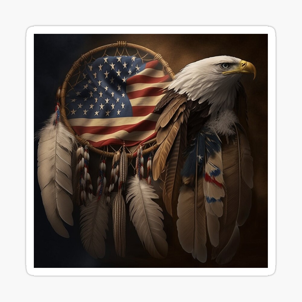 American Bald Eagle Dream Catcher Decal - 12x11 Inch Die Cut Vinyl Sticker
