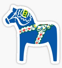 Dalahäst - Dalapferd - blau - blå Sticker