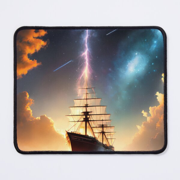 Item preview, Exploring the Depths of the Universe: A Stunning Painting of a Ship on a Galactic Ocean designed and sold by D3monic.