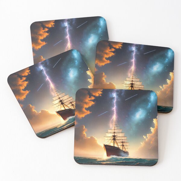 Item preview, Exploring the Depths of the Universe: A Stunning Painting of a Ship on a Galactic Ocean designed and sold by D3monic.