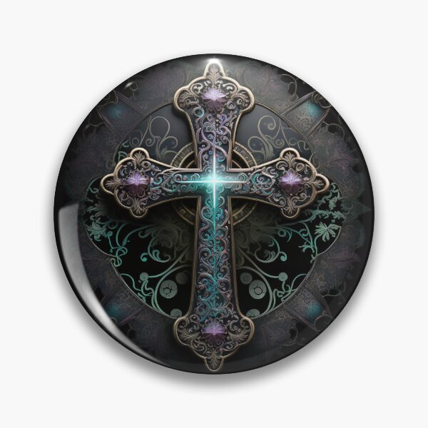 Item preview, Stunning Gothic Cross in Hues of Purple and Turquoise designed and sold by Dragonstrom.