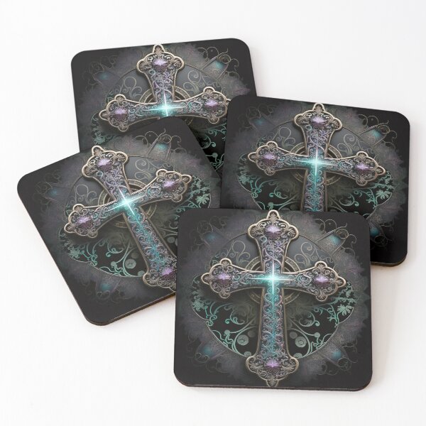 Item preview, Stunning Gothic Cross in Hues of Purple and Turquoise designed and sold by Dragonstrom.