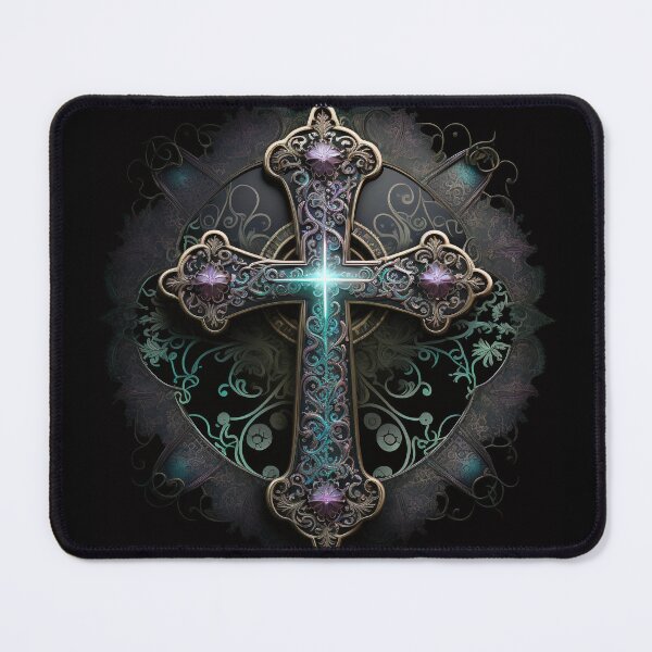 Item preview, Stunning Gothic Cross in Hues of Purple and Turquoise designed and sold by Dragonstrom.