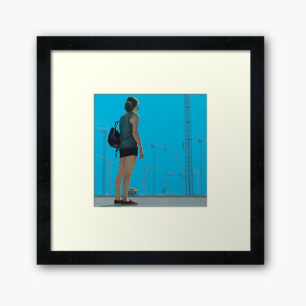 Blue sky red shoes Framed Art Print