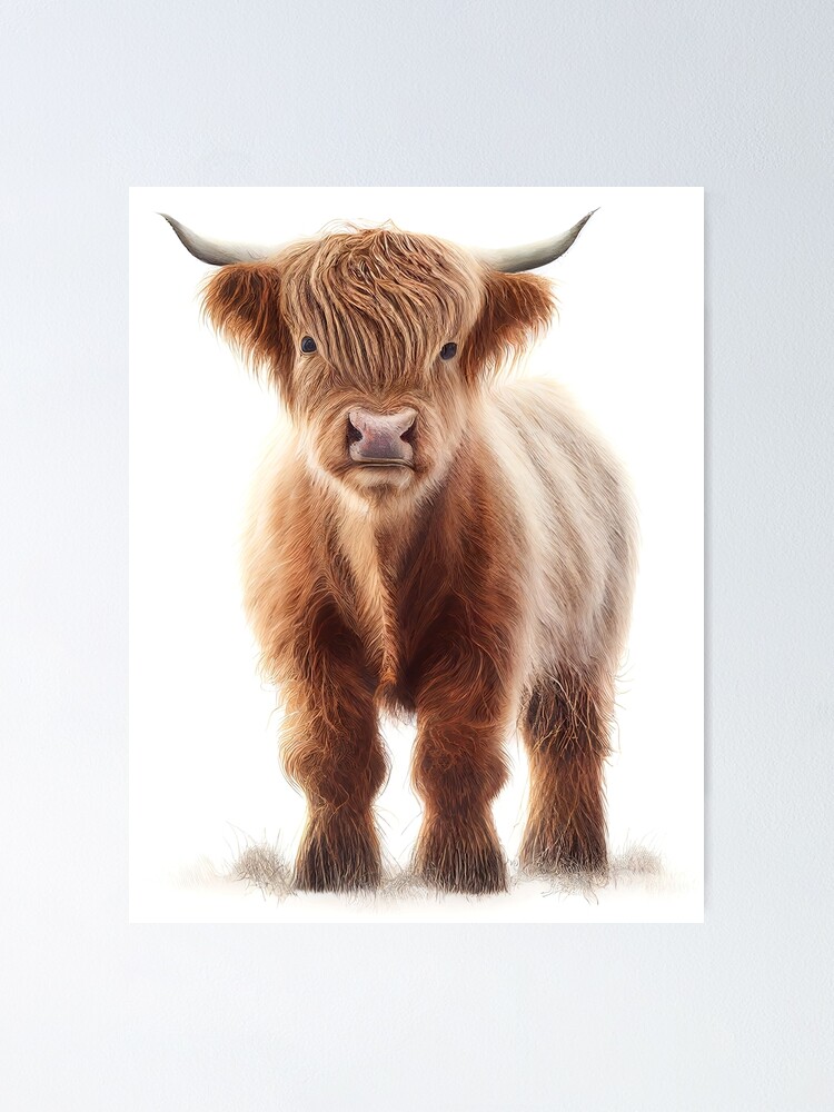 Mother And Baby Highland Mini Cows Kis - Canvas Artwork