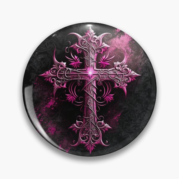 Item preview, Ornate Gothic Iron Cross in Hues of Pink and Silver designed and sold by Dragonstrom.