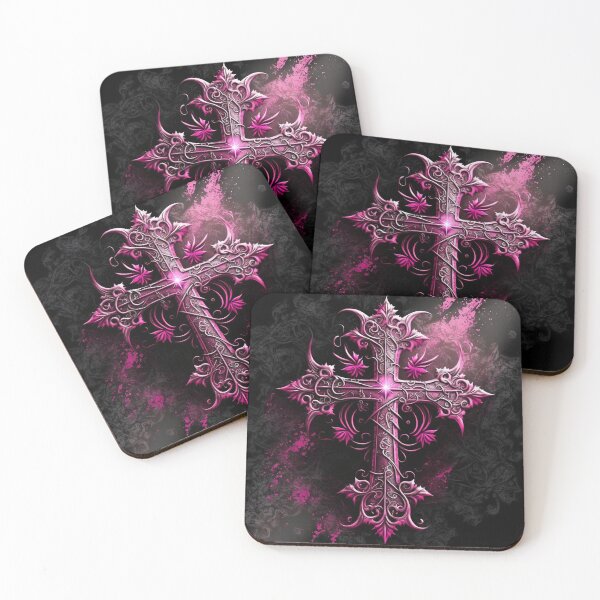 Item preview, Ornate Gothic Iron Cross in Hues of Pink and Silver designed and sold by Dragonstrom.