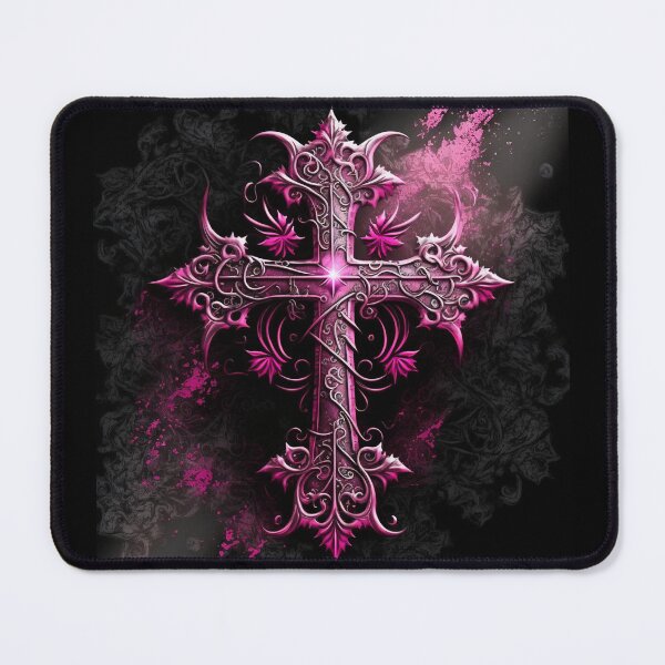 Item preview, Ornate Gothic Iron Cross in Hues of Pink and Silver designed and sold by Dragonstrom.