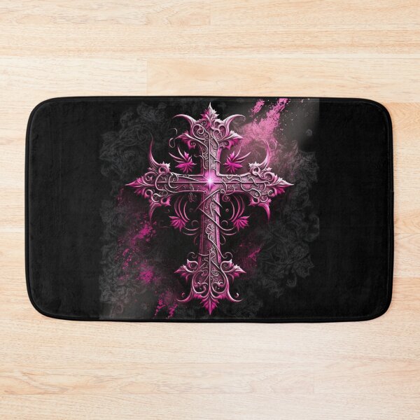 Item preview, Ornate Gothic Iron Cross in Hues of Pink and Silver designed and sold by Dragonstrom.