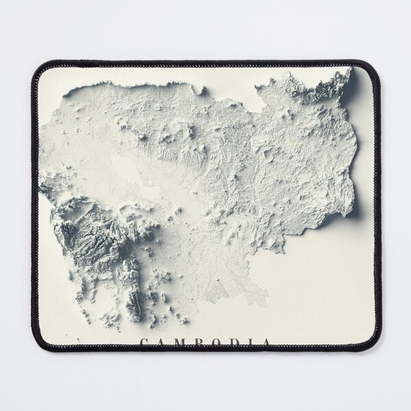 Item preview, Cambodia Shaded Relief Map 3D digitally-rendered designed and sold by ThinkAboutMaps.